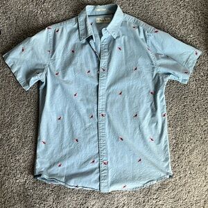 Blue button down short sleeve be with Lobster details